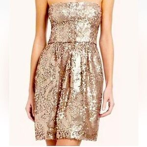 NWT BCBG MAXAZRIA Carole rose gold sequin strapless bodycon cocktail dress 0 XS